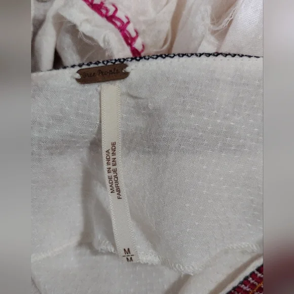 Free People Wild One Embroidered Balloon Sleeves Oversized Mini Dress Size M - Picture 8 of 10